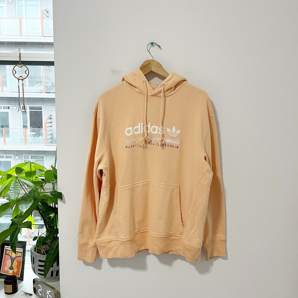 Adidas Orange Logo Hoodie Sweatshirt Size Medium